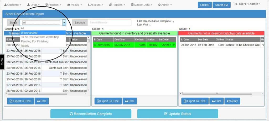 Stock Reconciliation in Laundry Business
