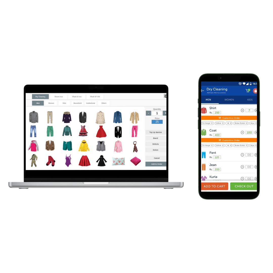 Quick Dry Cleaning Software dashboard showing real-time orders, revenue analytics and customer management for laundry businesses